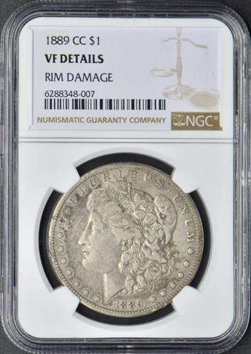 1889-CC $1 Morgan Silver Dollar - NGC VF Details Rim Damage - ✪COINGIANTS✪