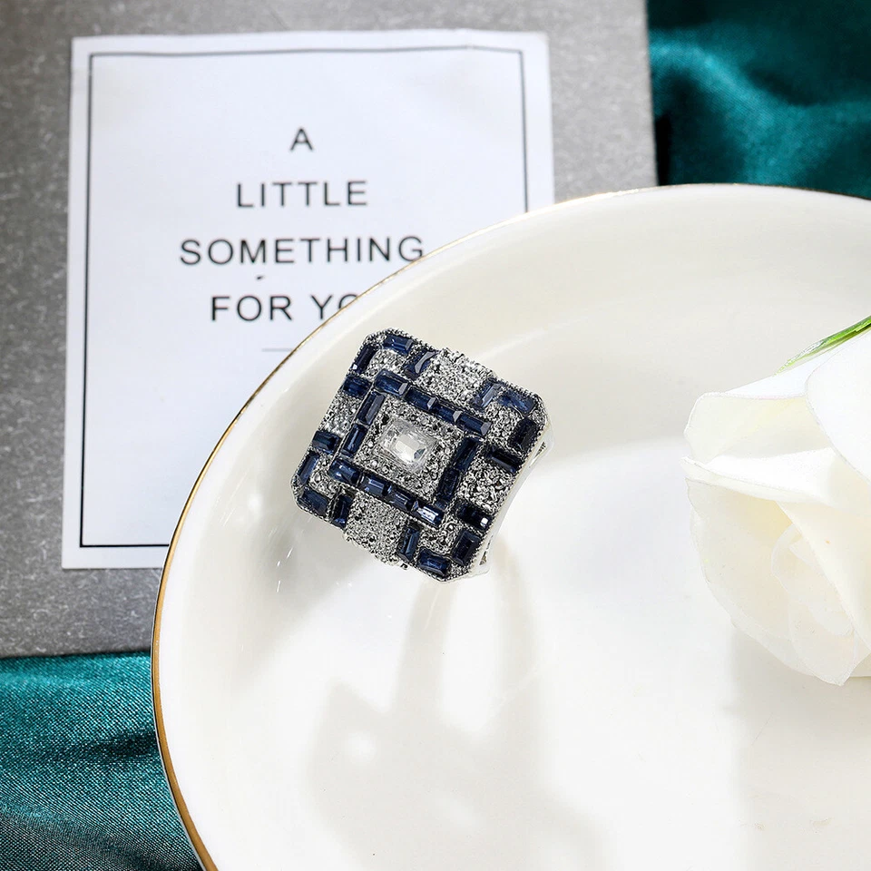 Шикарный Лондон синий топаз белый цирконий драгоценный камень серебряное кольцо размер 6-10 женщина мужчин - Изображение 4 из 4