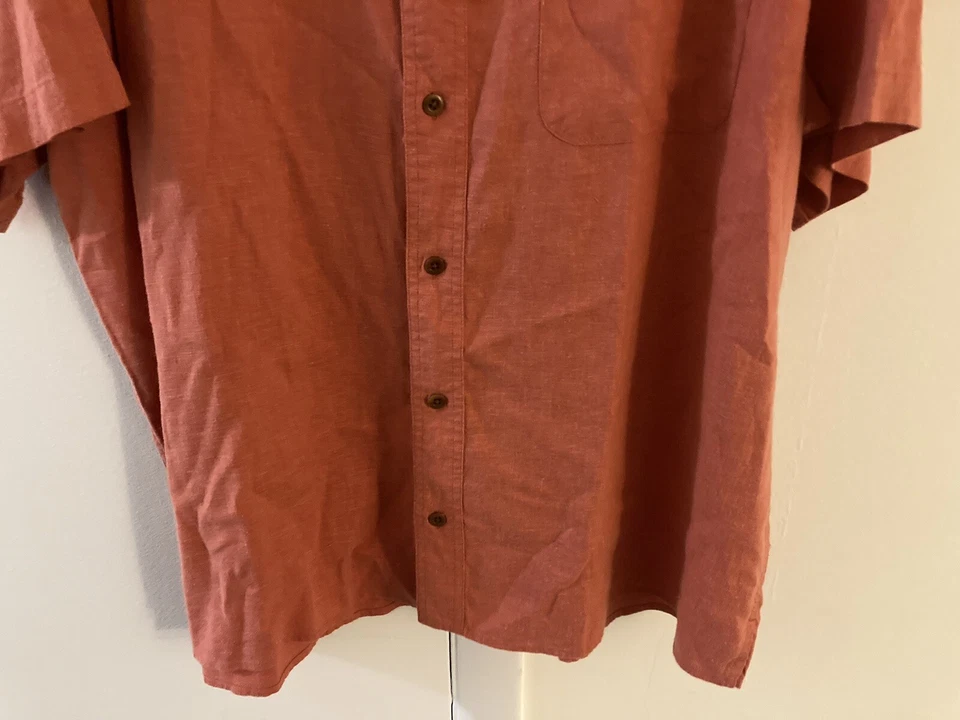 Camisa Orvis Para Hombre Talla XL Abotonada Cáñamo Mezcla Tencell Naranja Manga Corta Foto 4 de 4