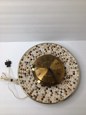 Vintage 1950's MCM General Electric G.E. 14'' Mosaic Tile Wall Clock Model 2090