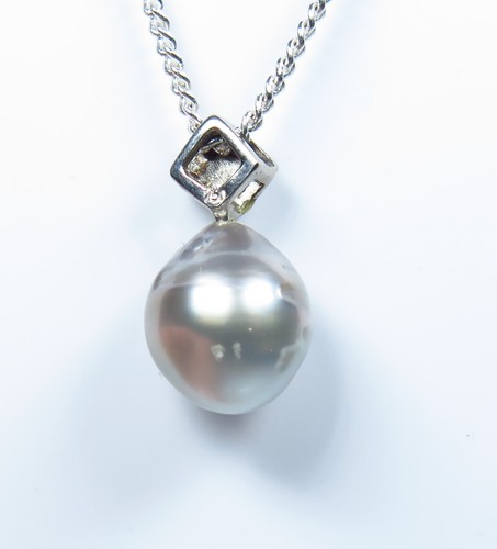 10mm Tahitian Pearl 18k White Gold Pendant - Picture 6 of 7