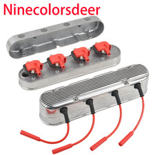 Chevy Ls 2pc Finned Vintage Hidden Coil Aluminum Valve Cover Polished