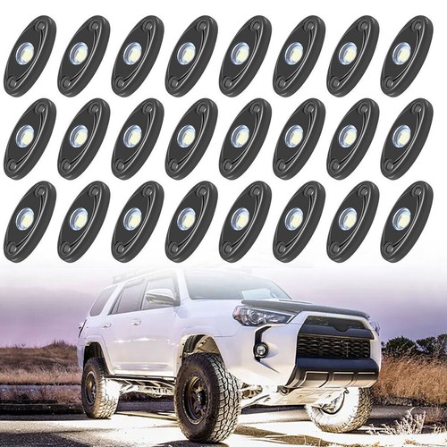 White 24Pods LED Rock Lights For Jeep Offroad Boat Truck UTV ATV Underbody TOS - Picture 9 of 10