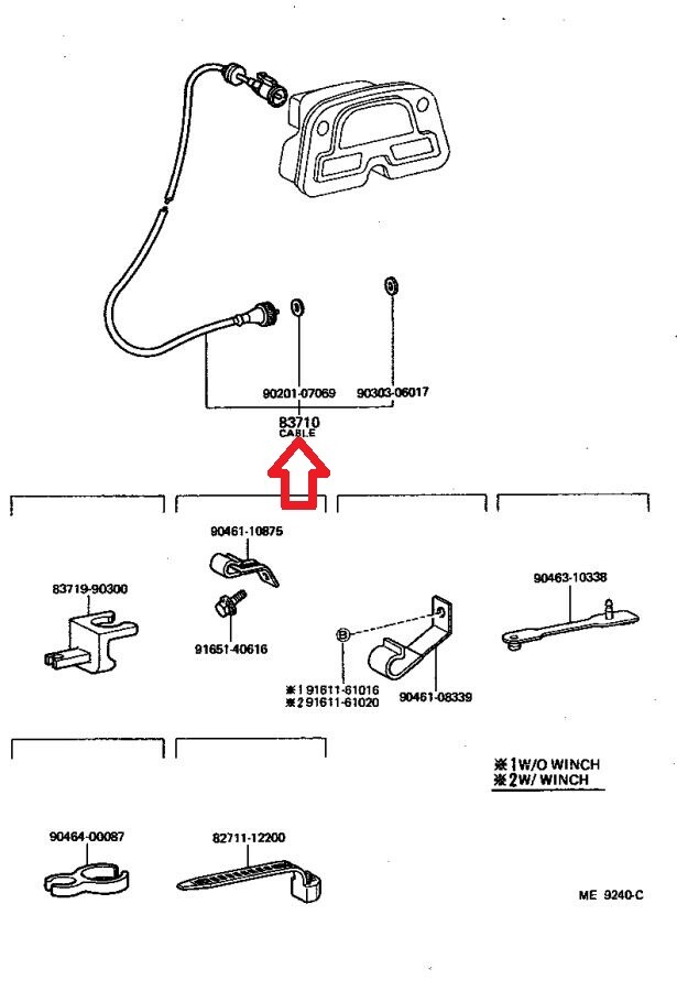 FITS 79 84 TOYOTA LAND CRUISER FJ40 FJ45 SPEEDOMETER DRIVE CABLE OEM