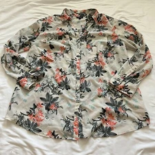 TALBOTS Nantucket floral button front blouse women size 1x plus size