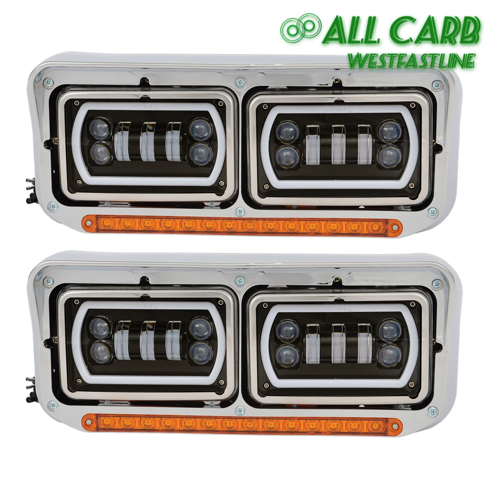 LED DRL Projector Headlights For Kenworth W900 For Western Star 4800 1981-2019 - Image 3 of 4