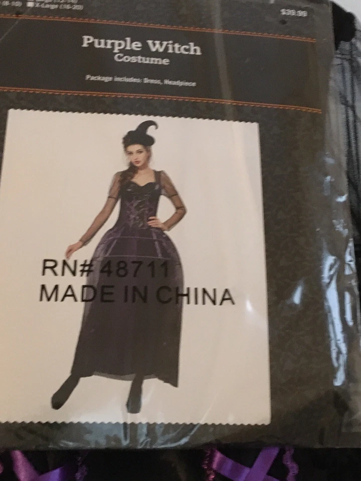 NUEVO DISFRAZ HALLOWEEN BRUJA NEGRO/PÚRPURA ÚNICO PARA MUJER ARO FALDA MALLA SUPERPOSICIONES Foto 3 de 4