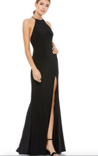 MAC DUGGAL 26518 HALTER W/OPEN BACK BEADED FRINGE BLACK GOWN 4