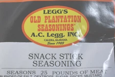 Snack Stick Seasoning by Legg Old Plantation for 100 lbs of Wild Game Meat