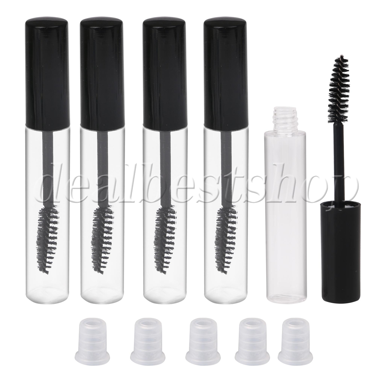 50Pcs Black Refillable Cream Tube with Eyelash Wand for Travel & Storage
