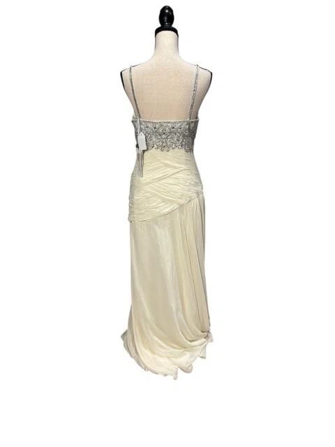 Sue Wong 象牙色串珠褶皱雪纺连衣裙 10 码 329 美元 — 第 2/3 张图片