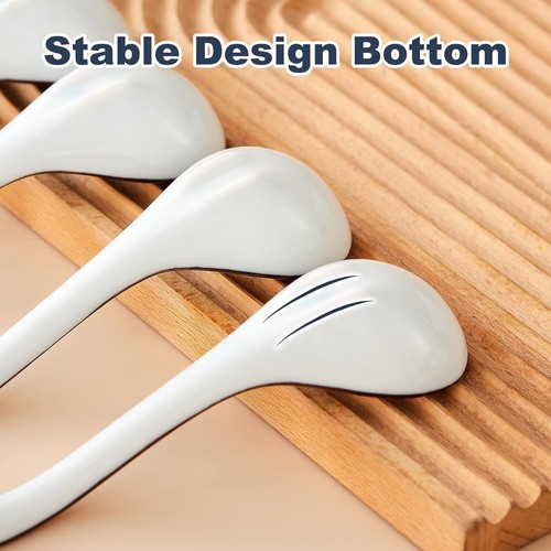 Soup Spoons Set of 4,Asian Soup Spoon Ceramic Ramen Spoons, Japanese Soup Spoon - 第 6/12 張圖片