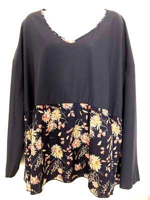 Womens Emery Rose Blue Floral Top Size 4XL