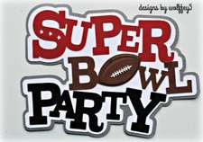CRAFTECAFE SUPER BOWL PARTY TITLE Premade paper piecing scrapbook diecut piece