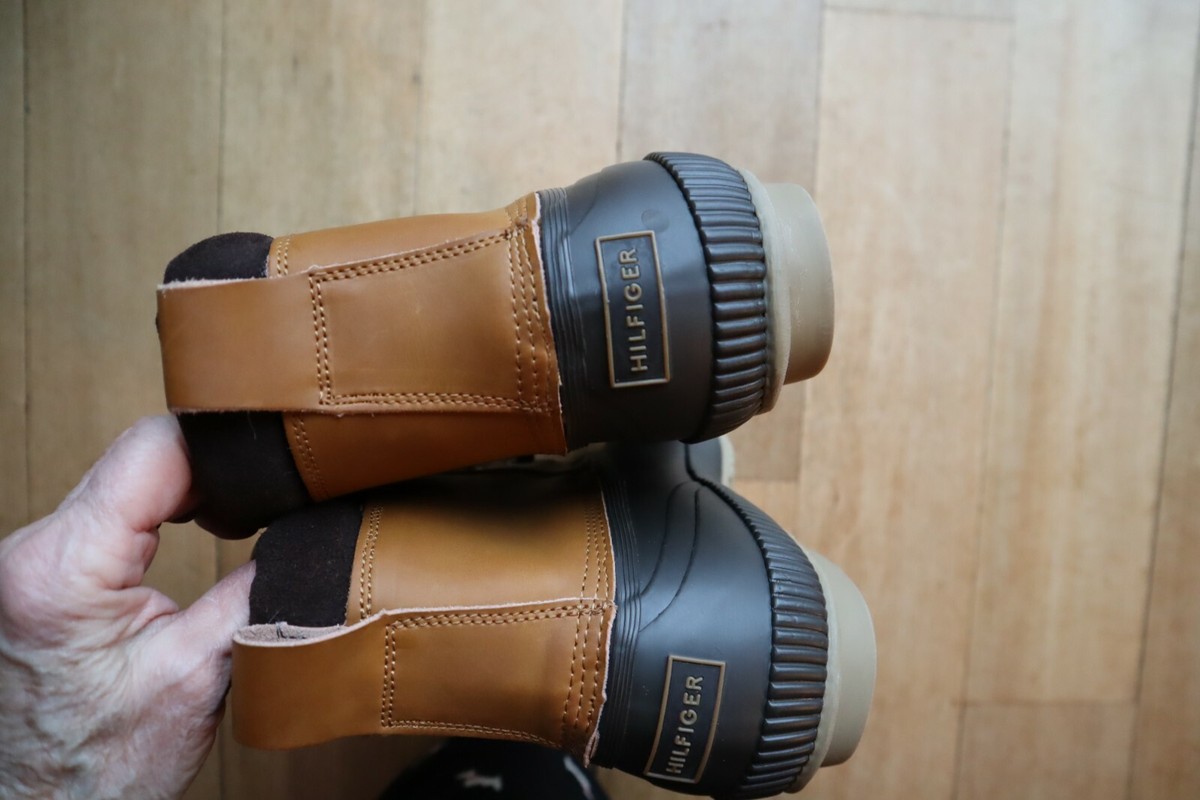 Tommy Hilfiger Two Tone Brown Leather & Rubber Charlie Laced Duck Boots Sz 11 Two Tone Brown Leather & Rubber TOMMY HILFIGER TM Charlie  main image 4
