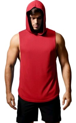 GYM REVOLUTION Men's Workout Sleeveless Shirt Muscle Hooded TankSizeMEDIUM