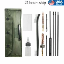 12pcs 22LR 223 556 Rifle Gun Cleaning Kit Set Cleaning Rod Nylon Brush Fit Pouch