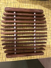 MCM Teak Wood And Metal Trivet Danish Style Hot Plate