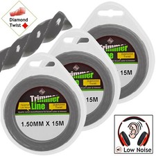 1.5mm Strimmer Line Single 3 x 15m Spool for QUALCAST GGT3001 GT2518 GT2826