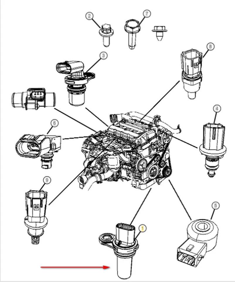 Sensor de posición del cigüeñal del motor Mopar 05033307AD Journey Ram1500 Viper Patriot Foto 2 de 4