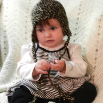 Hat Crochet Child Black and Gold twist Warm Winter Children's Clothing