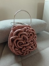 Borsa fiore elegante realizzata ad Uncinetto, fatta a mano, borsetta con manici