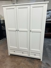 WHITE SOLID WOODEN TRIPLE DOOR WARDROBE WITH DRAWERS