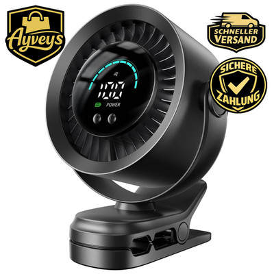 Tischventilator Wiederaufladbar, 100 Stufen, 360° Rotation, LED-Display, 17