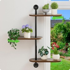 Rotating Window Plant Shelves 3-Tier, Wooden Window Shelf for Plants, Sill Sp...