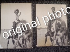 Two 2 Original Real Old Photographs Mexican American Man on Horse