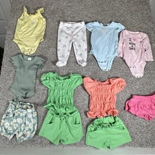 Baby Girl Clothing Lot 6–9M Mix of Brands Bodysuits Shorts Tops 11 Pc