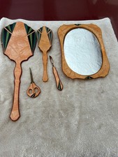 Vintage Art Deco Celluloid Vanity Beauty Set with Tray Mirror