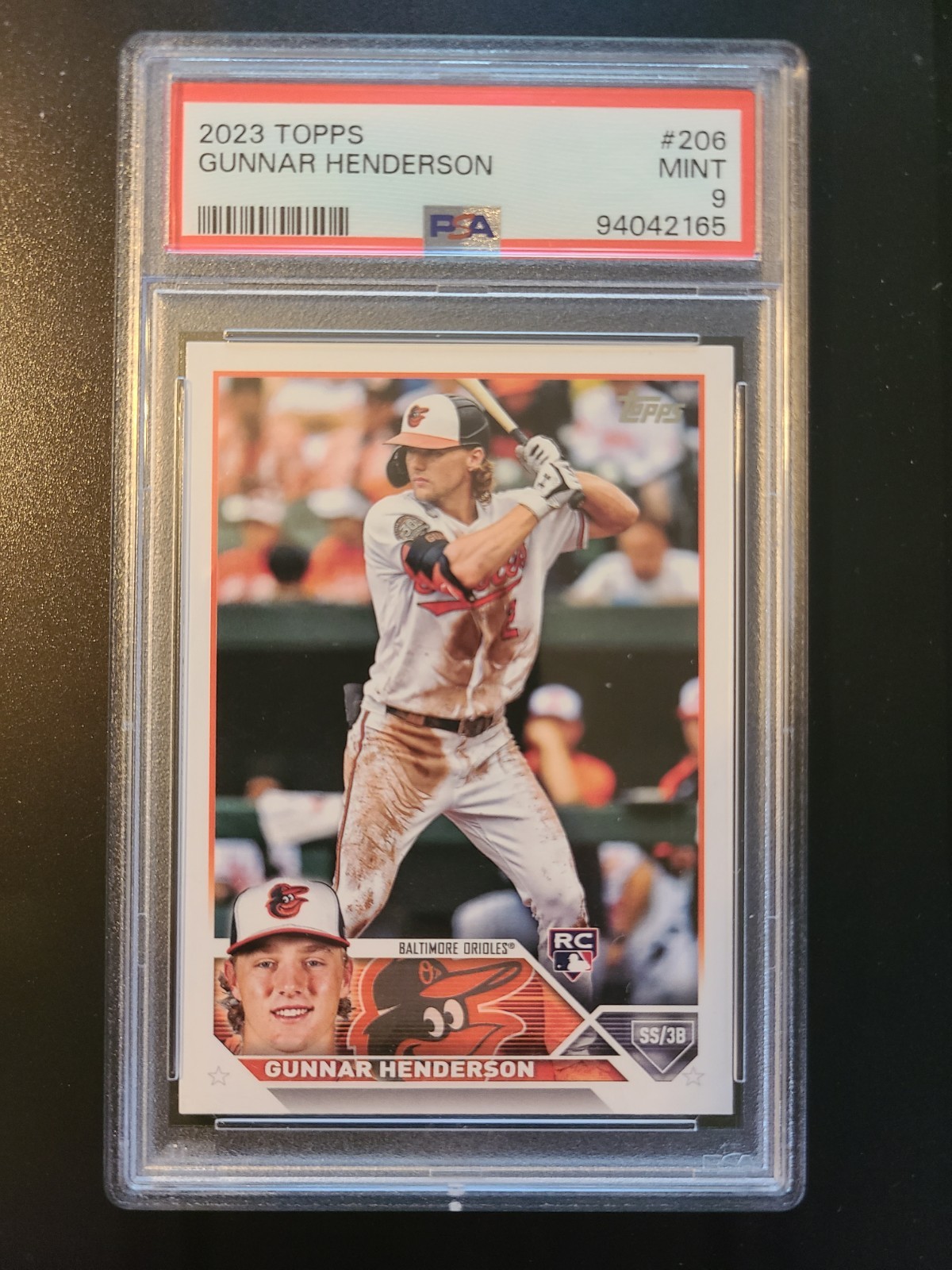 2023 Topps GUNNAR HENDERSON Rookie #206 Baltimore Orioles RC PSA 9 MINT