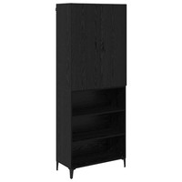 Highboard Schwarz Eichenoptik 69,5 X 34 X 180 Cm Holzwerkstoff