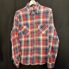 VTG 80s 90s Big Mac JCPenney Flannel Work Shirt Portugal Red Navy Plaid Mens L