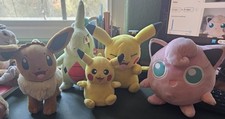 Pokemon Lot Of Plush 6 Stuffed Toys Tomy WCT Pikachu Larvitar Mewtwo Eevee