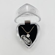 NIB Swarovski Crystal Solitaire Necklace Gold Tone 18" in Heart Gift Box