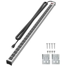 24 Outlets Extra Long Power Strip, Heavy Duty Metal Power Strip with 10FT Ext...