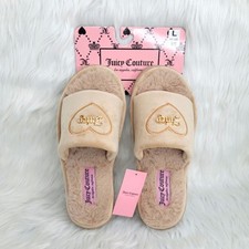 Juicy Couture Faux Fur Slides Slippers Womens Size. L 8-9 NEW.
