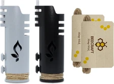 Hemp Wick Lighter 2 Pack Wrapper, Includes 8FT Hemp Wick by USA (Black/Grey)
