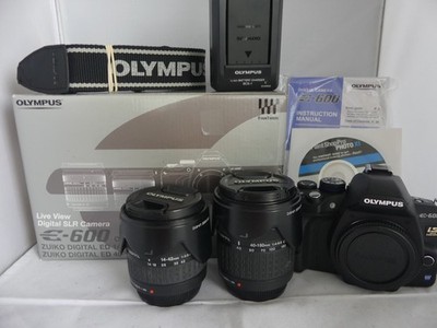 Olympus E-600 Shutter count is only '314'. Comes with 2 lens & the original box.