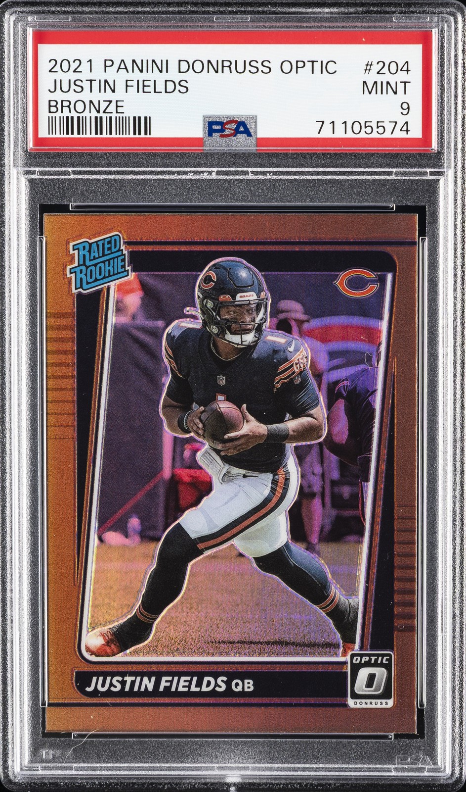 2021 PANINI DONRUSS OPTIC BRONZE #204 JUSTIN FIELDS ROOKIE RC PSA 9