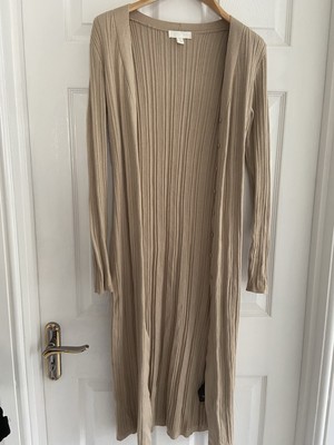 Lange Strickjacke beige gerippt mit Knopfleiste von H&M neu ohne Etikett