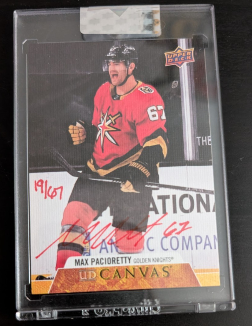 MAX PACIORETTY 2020-21 UD CLEAR CUT UD CANVAS RED INK SIGNATURES AUTO /67 CS-MP