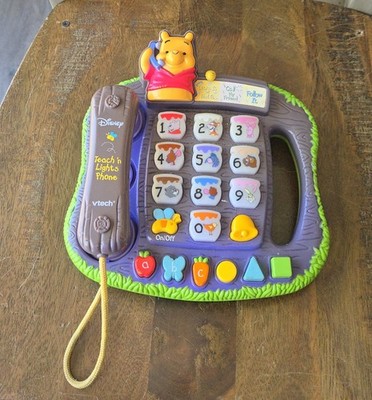 VTECH Disney Winnie The Pooh Teach N Lights Phone Learning Toy Tested Works