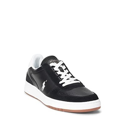 POLO RALPH LAUREN COURT SUEDE LEATHER MEN'S SIZE 10D SHOES BLACK WHITE
