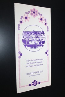 Speisekarte Rezepte Palast der Republik Berlin Gastronomie Bez. Potsdam DDR 1982