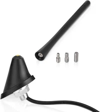 Eightwood Universal Car Radio Rubber Antenna 7in, FM AM antenna mast+base 