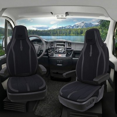Sitzbezüge passend für Malibu Wohnmobil Caravan in Schwarz DLX2081