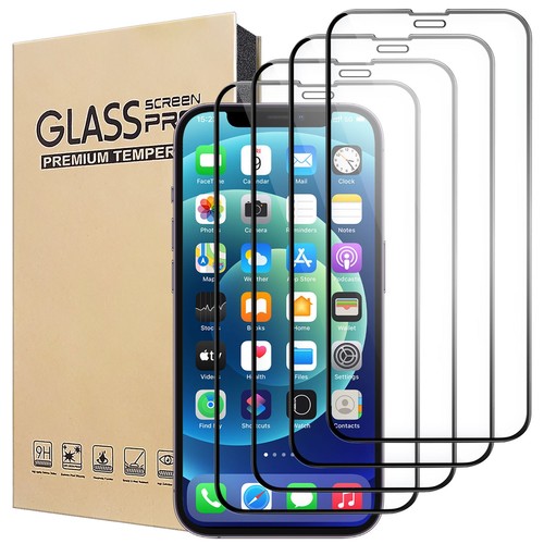 For Apple iPhone 12 Full Coverage Tempered Glass Screen Protector (4 Pack) - $12.99